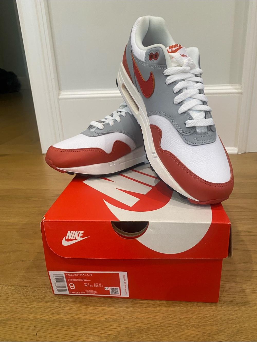 Nike Air Max 1 White Gray Red Retro Sneakers